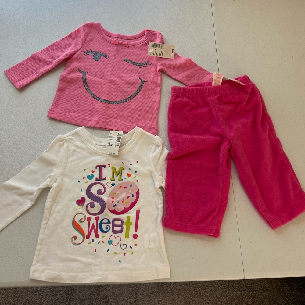 NEW BUNDLE Children’s Place Carter’s baby girl’s pink fall winter tops pants 6-9
